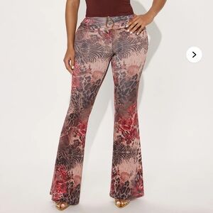 Wild Temptation Leopard Flare Pant - Brown Combo